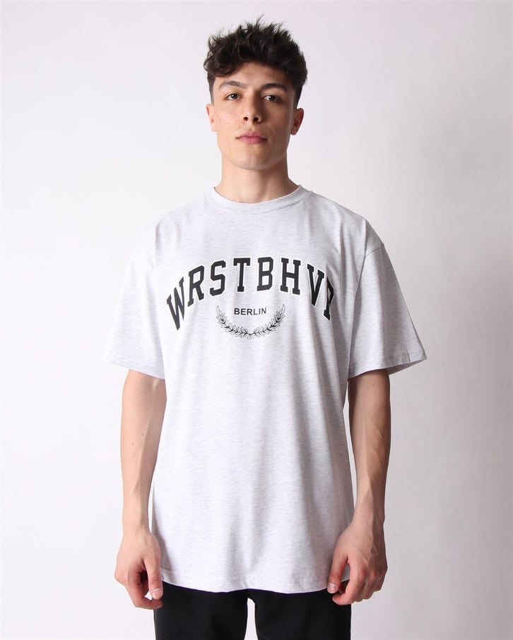 RELAXID FIT BASKILI BEYAZ TSHIRT