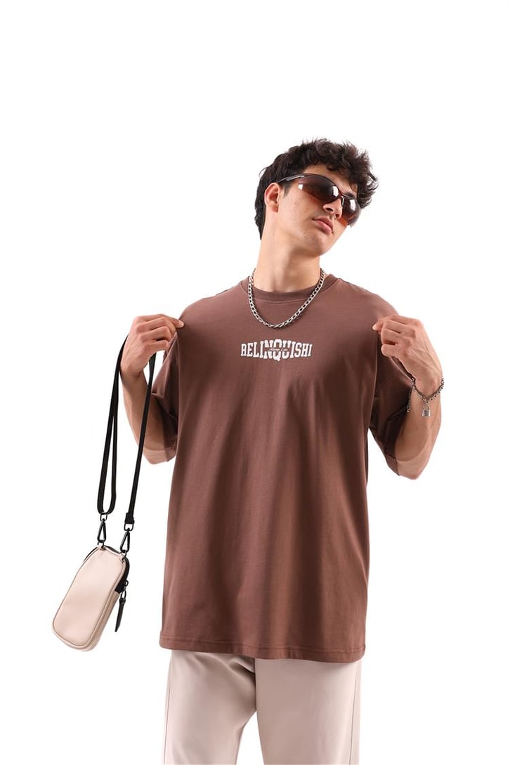 Relinquishi Basic Kahverengi Oversize Tshirt