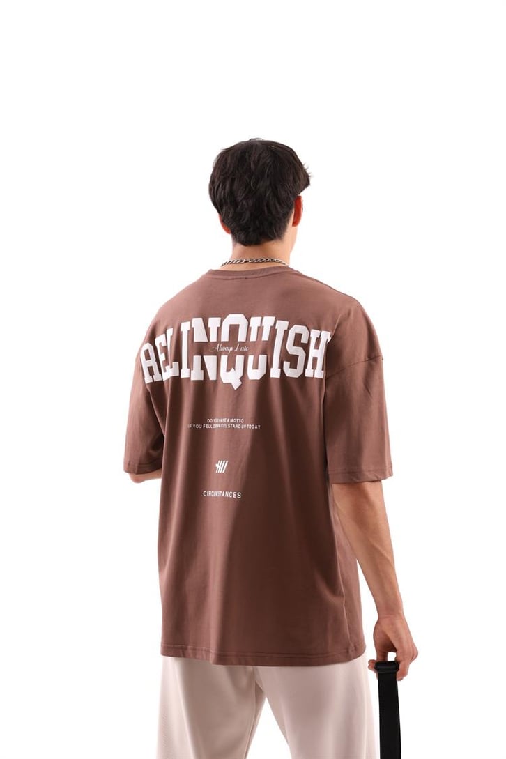 Relinquishi Basic Kahverengi Oversize Tshirt