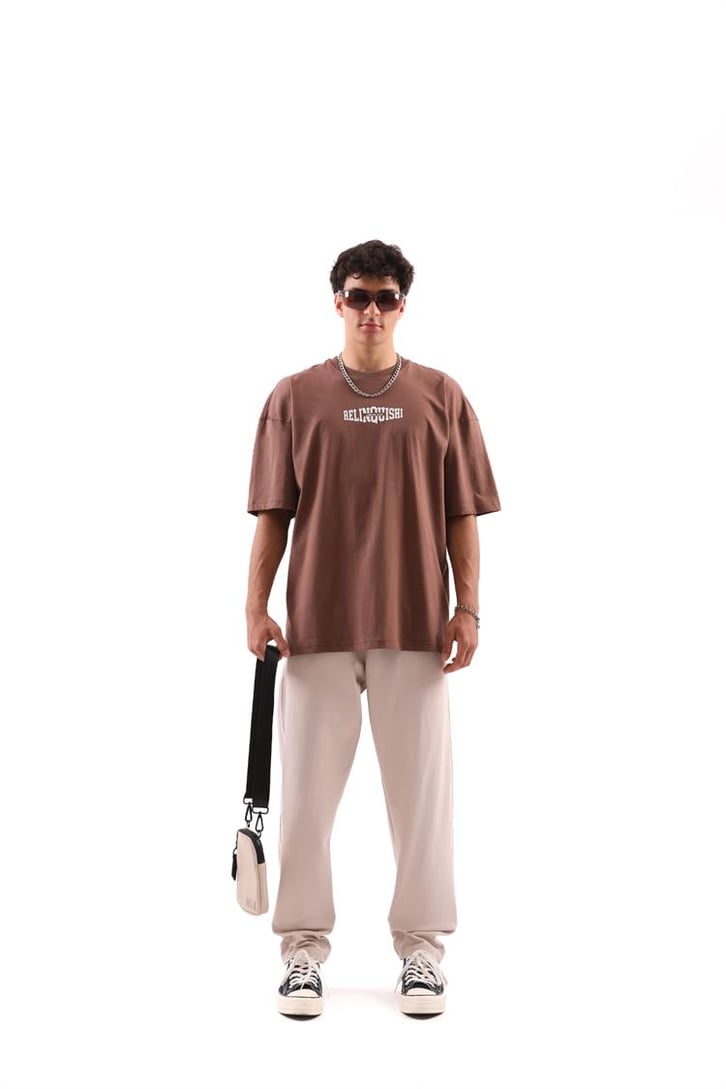 Relinquishi Basic Kahverengi Oversize Tshirt