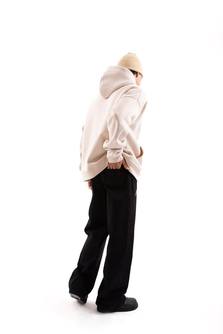 Remember Baskılı Taş Rengi Oversize Zip Hoodie
