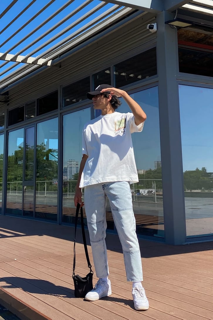 Renaissance Baskılı Beyaz Oversize Tshirt