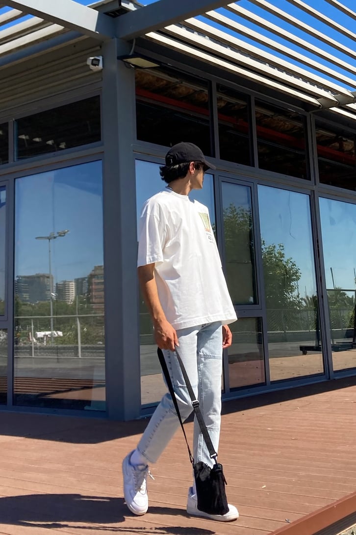 Renaissance Baskılı Beyaz Oversize Tshirt