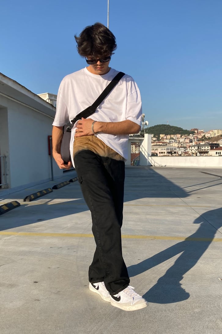 RENK GEÇİŞLİ BOL KALIPLI PANTOLON
