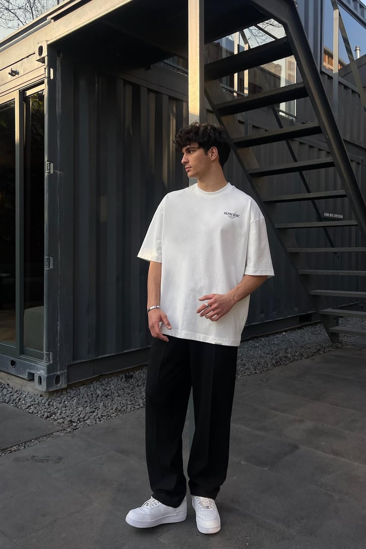 Represent Sırt Baskılı Beyaz Oversize Tişört