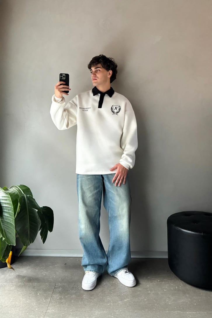 Represent Team Baskılı Polo Yaka Sweatshirt