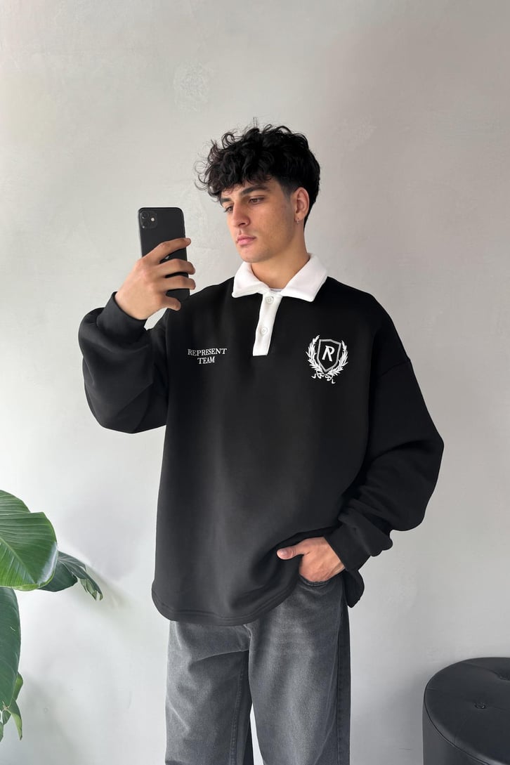 Represent Team Baskılı Polo Yaka Sweatshirt