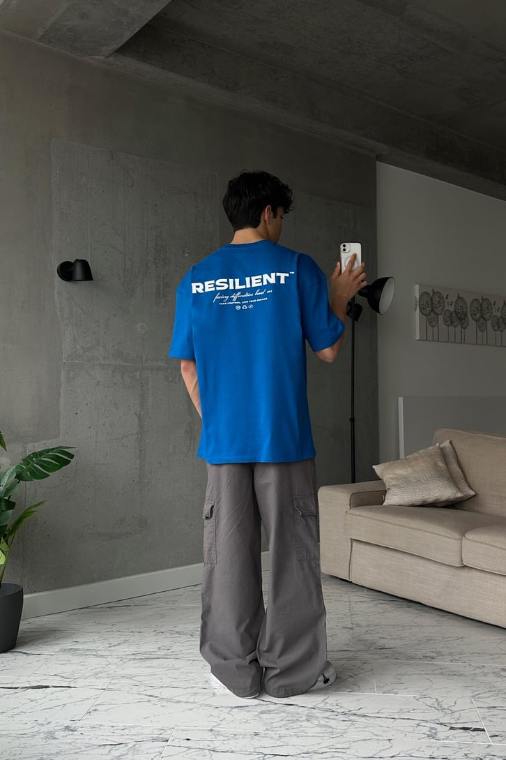 Resilient Sırt Baskılı Haki Oversize Tişört
