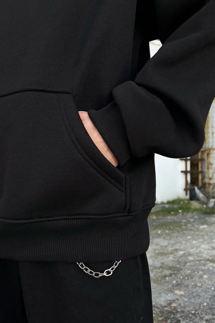 Respect Yourself Sırt Baskılı Siyah Hoodie