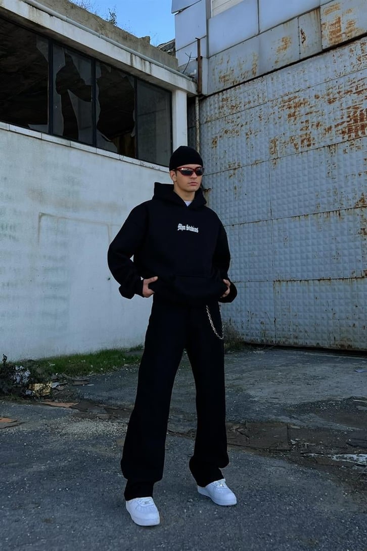 Respect Yourself Sırt Baskılı Siyah Hoodie