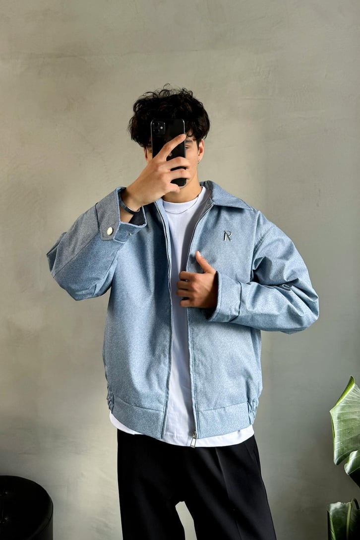 Retro Baskılı Bomber Ceket