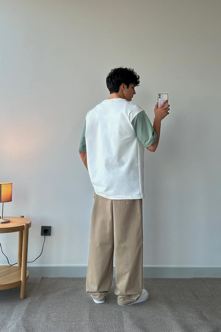 Retro Club Nakışlı Ekru Oversize Tişört