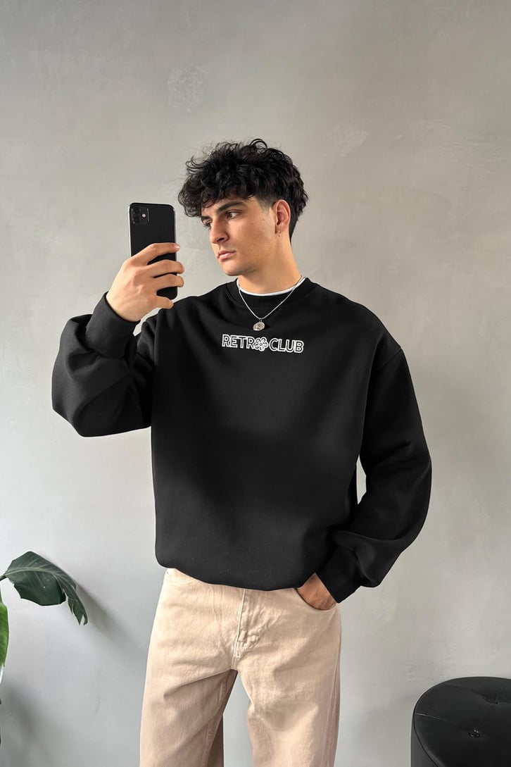 Retro Club Nakışlı Sweatshirt