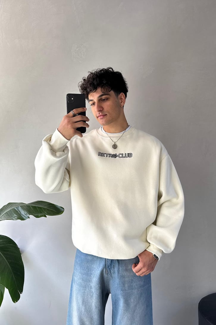 Retro Club Nakışlı Sweatshirt