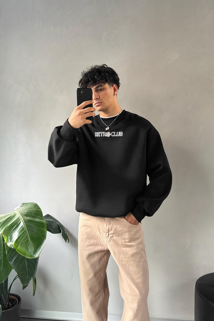 Retro Club Nakışlı Sweatshirt