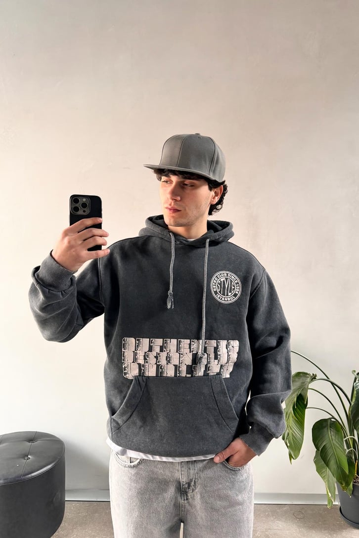 Retro Club Since 1984 Baskılı Hoodie