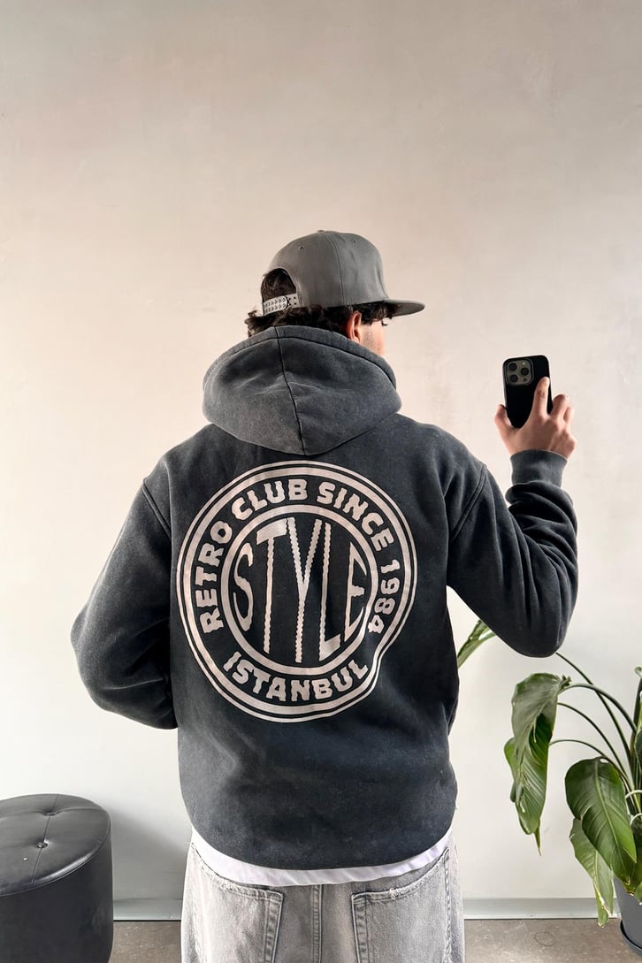 Retro Club Since 1984 Baskılı Hoodie