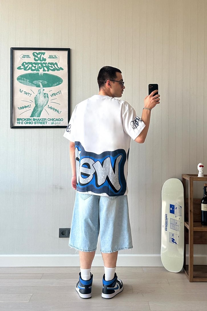 Rev Graffiti Baskılı Oversize Tişört