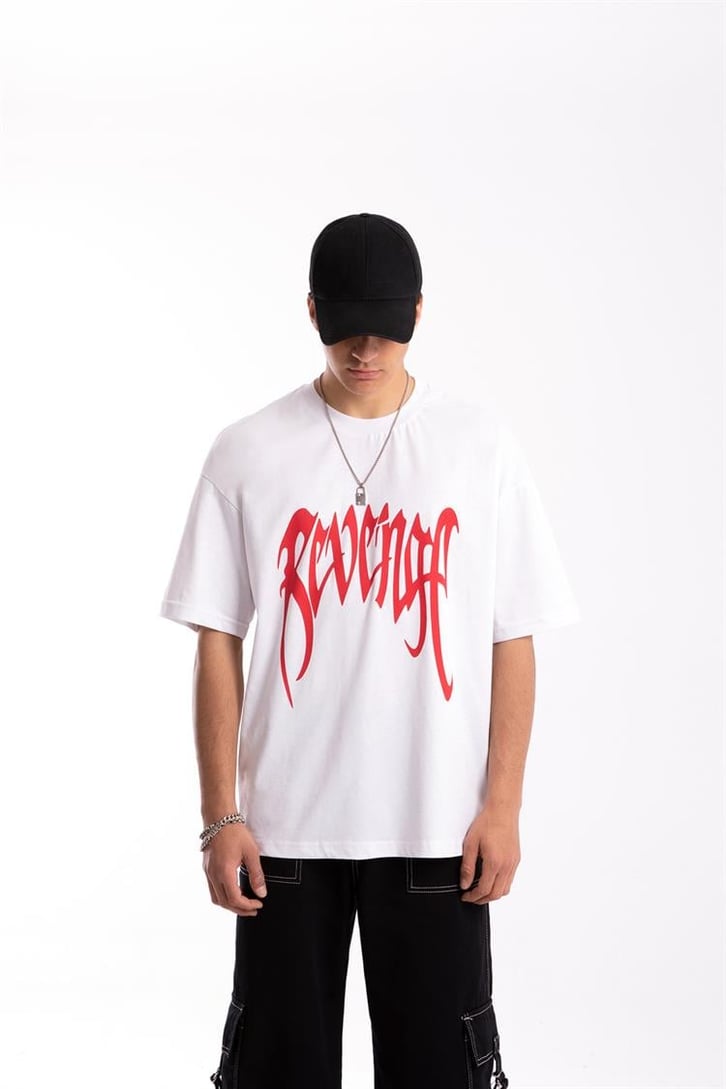 Revenge Baskılı Oversize Tshirt