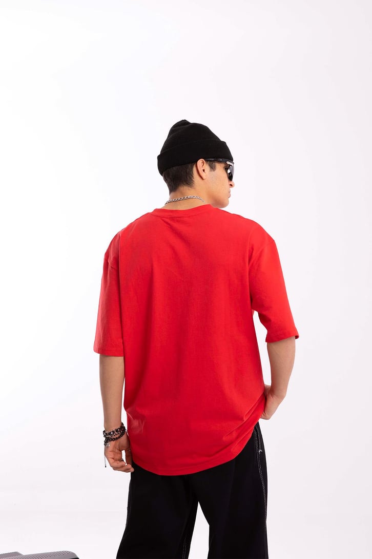 Reverse Taş İşlemeli Oversize Tshirt
