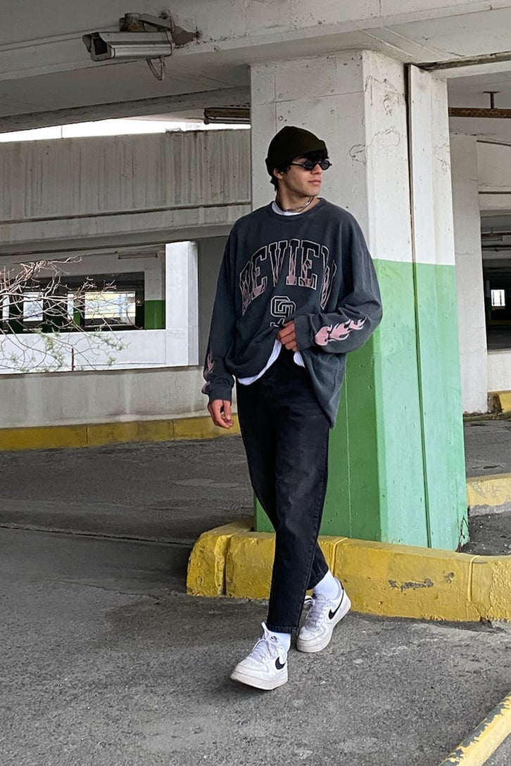 Review Flame Arm Printed Oversize Sweatshirt