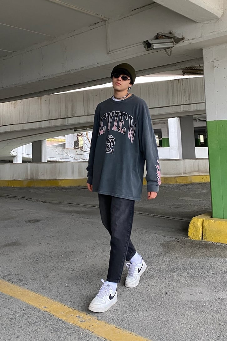 Review Flame Arm Printed Oversize Sweatshirt