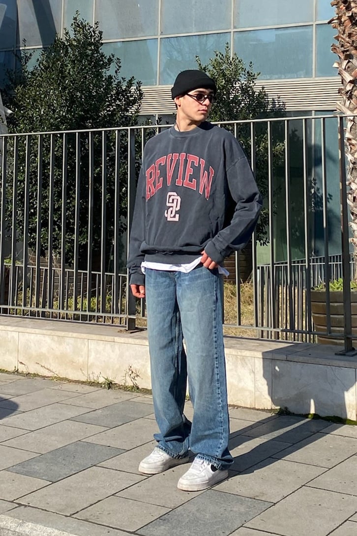 Review since 92 Acid Wash Oversize Printed Sweatshirt