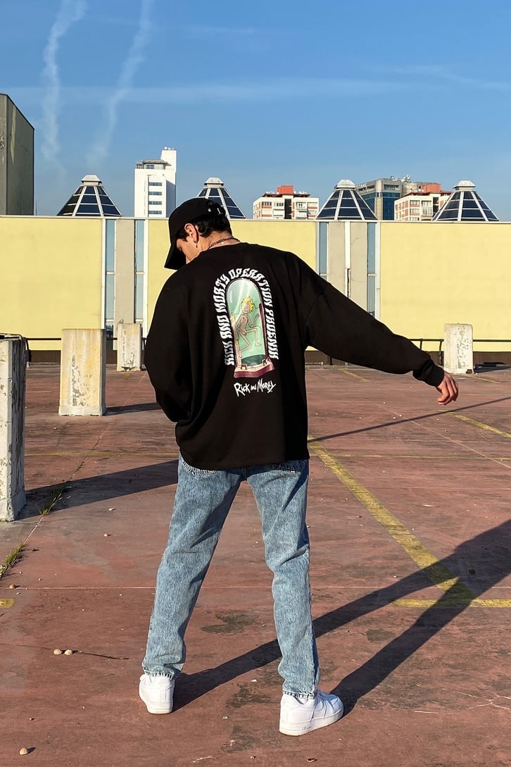 Rick&Morty Oversize Printed Longsleeve Tee