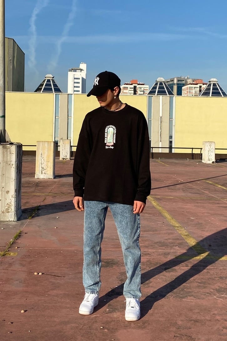 Rick&Morty Oversize Printed Longsleeve Tee