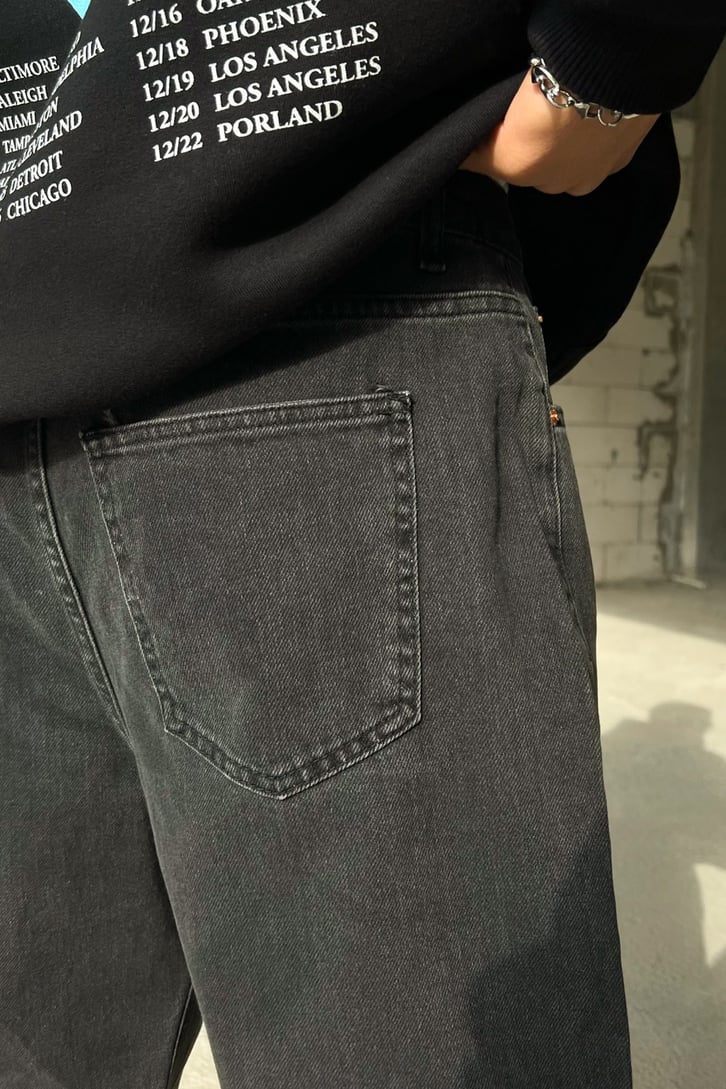 Ripped Detail Antrasit Baggy Jean
