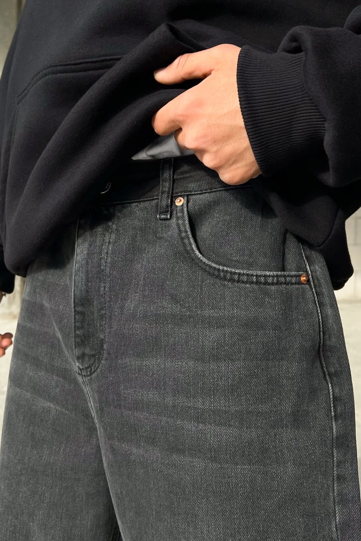 Ripped Detail Antrasit Baggy Jean
