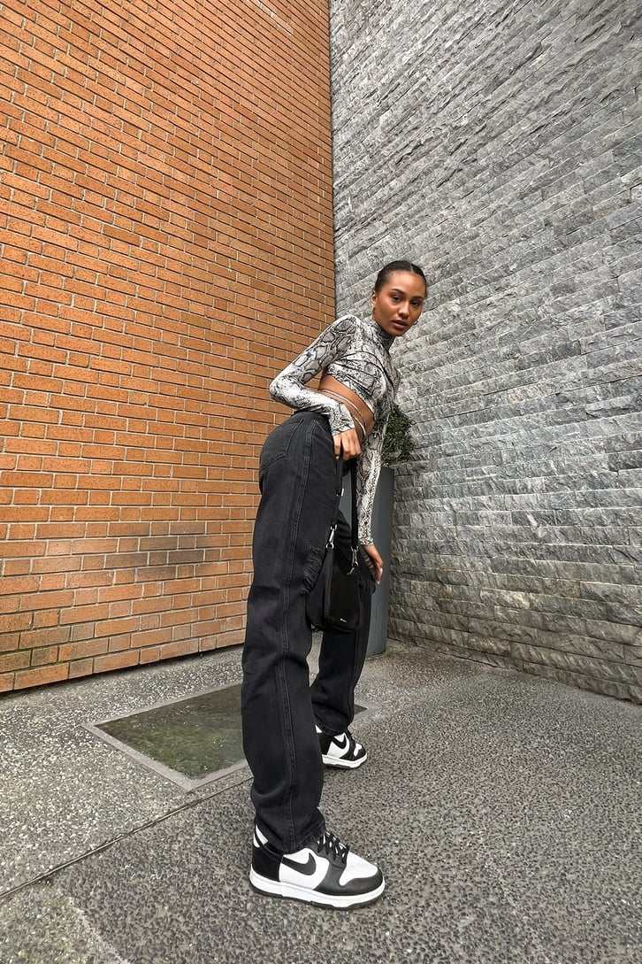 Ripped Detail Antrasit Baggy Jean