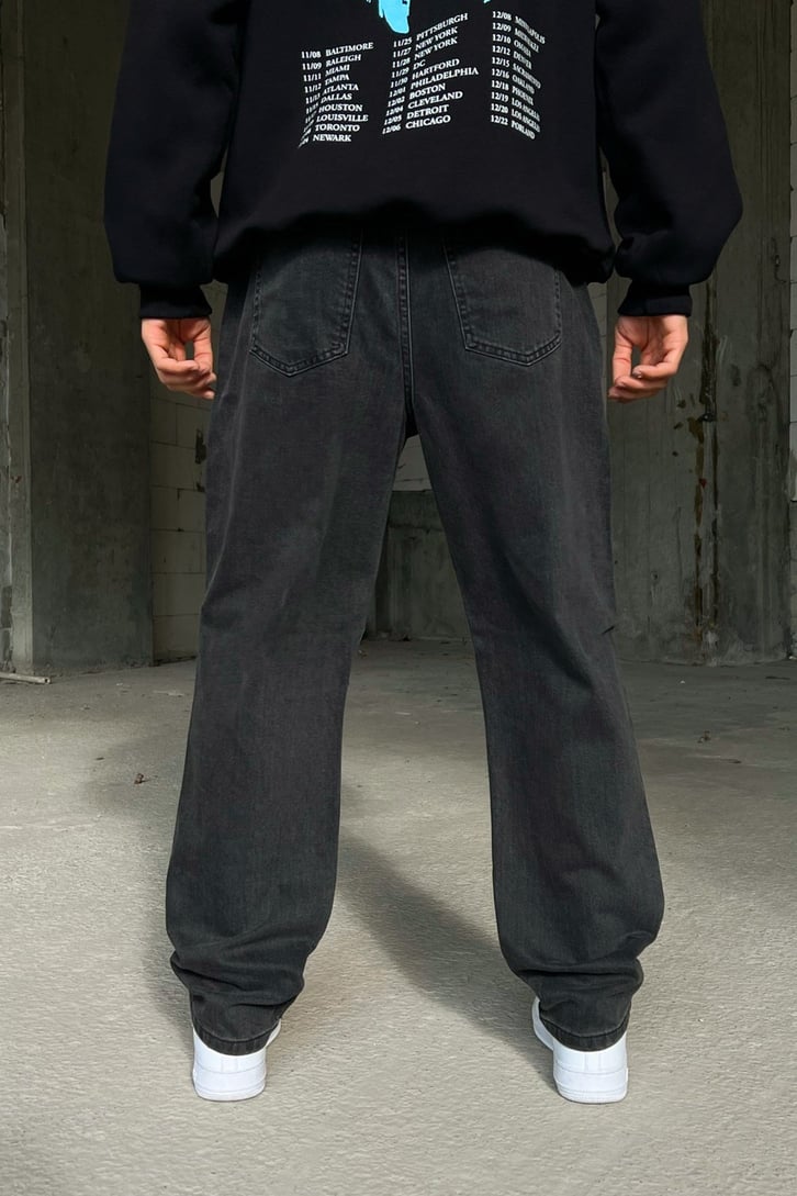 Ripped Detail Antrasit Baggy Jean