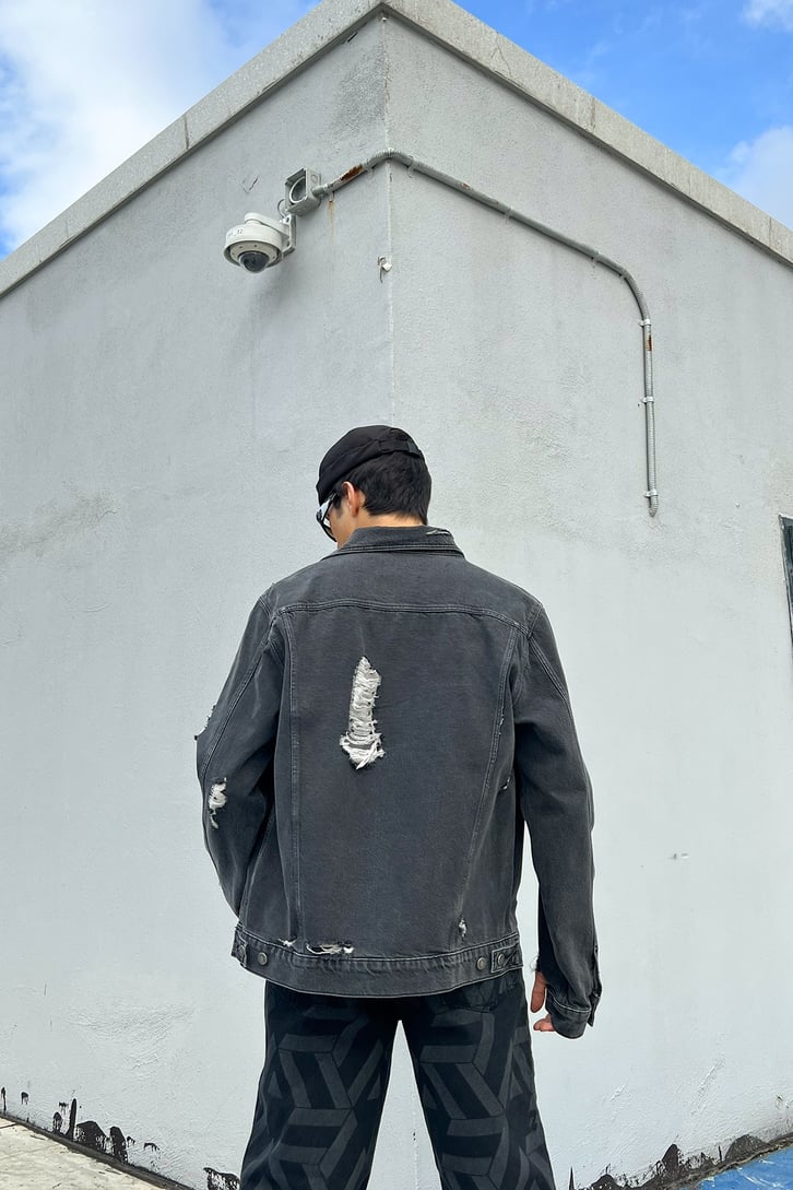 Ripped Detail Antrasit Kot Ceket