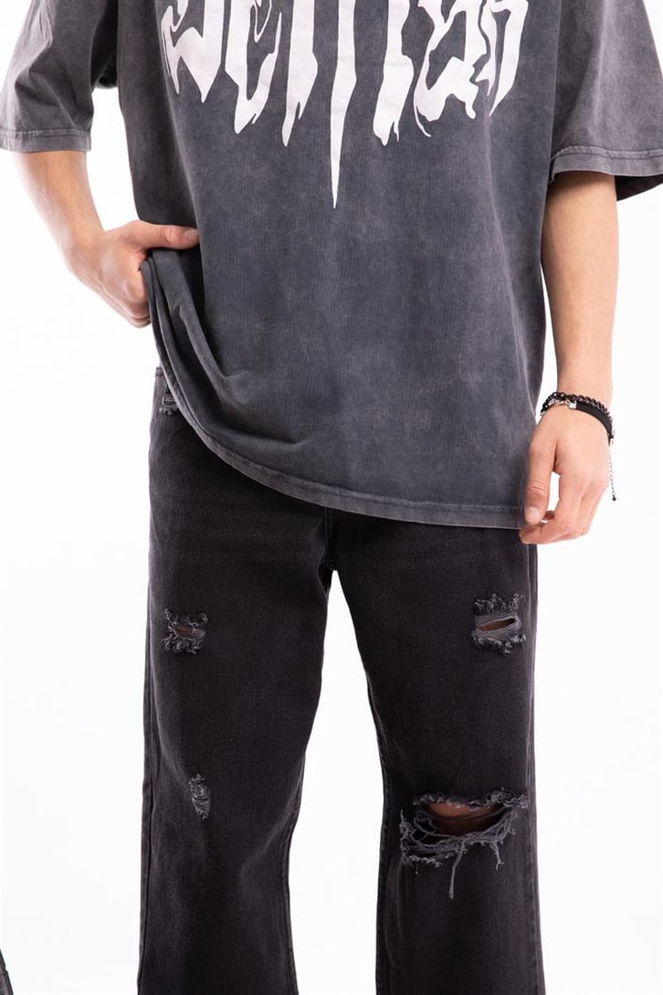 Ripped Detail Antrasit Regular Fit Jean