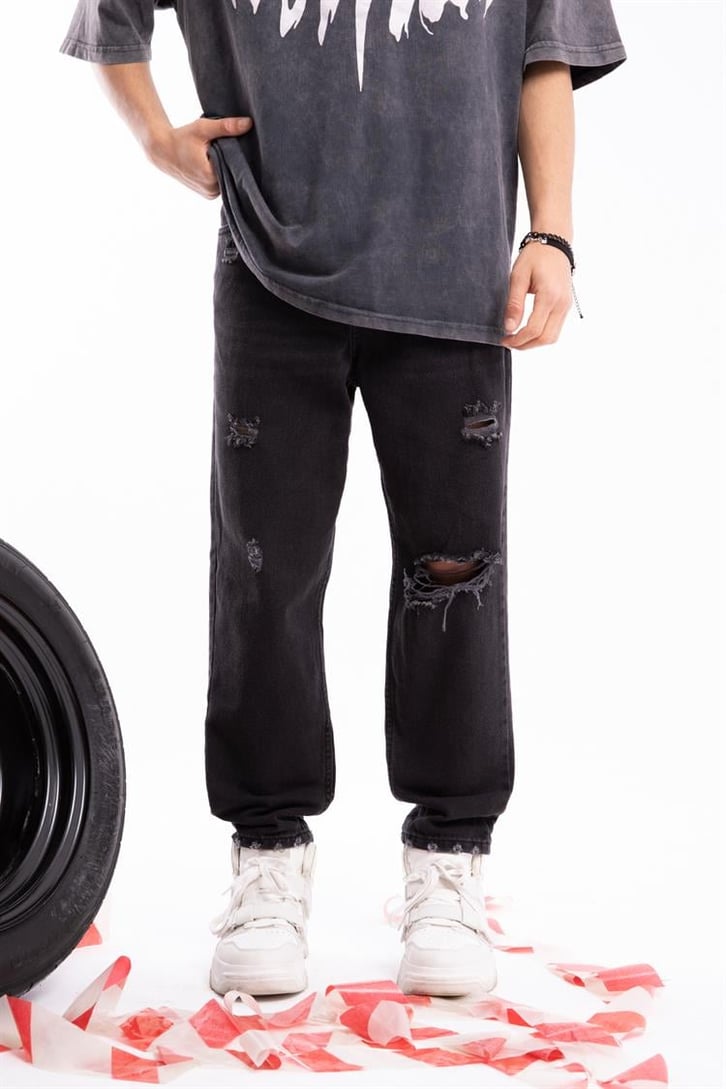 Ripped Detail Antrasit Regular Fit Jean