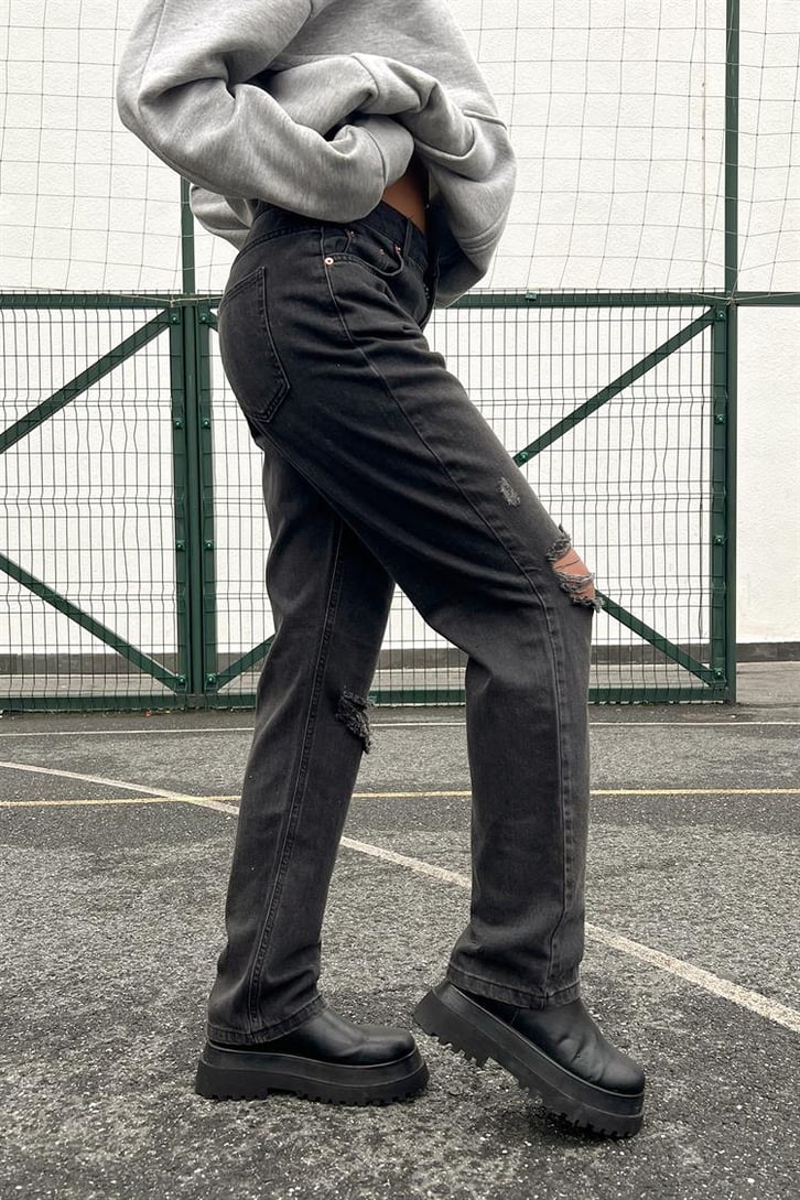 Ripped Detail Antrasit Regular Fit Jean