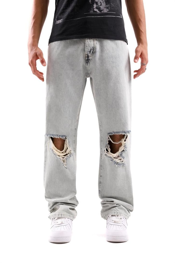 Ripped Detail Baggy Jean