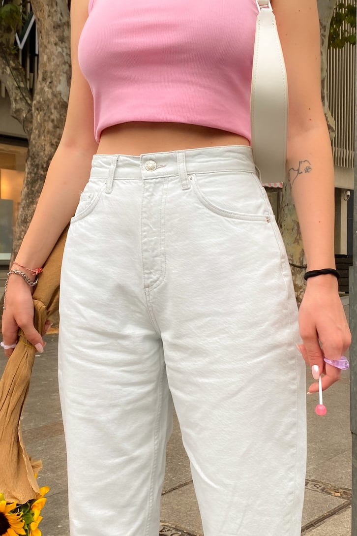 Ripped Detail Beyaz Regular Fit Jean