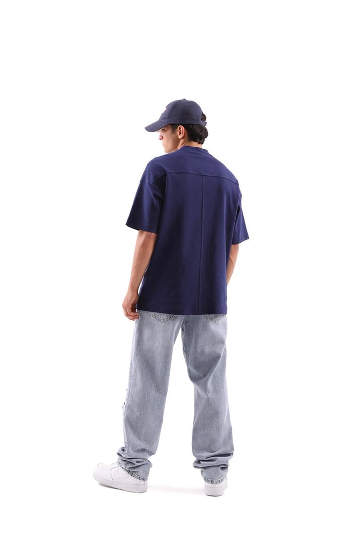 Ripped Detail Buz Mavi Baggy Jean