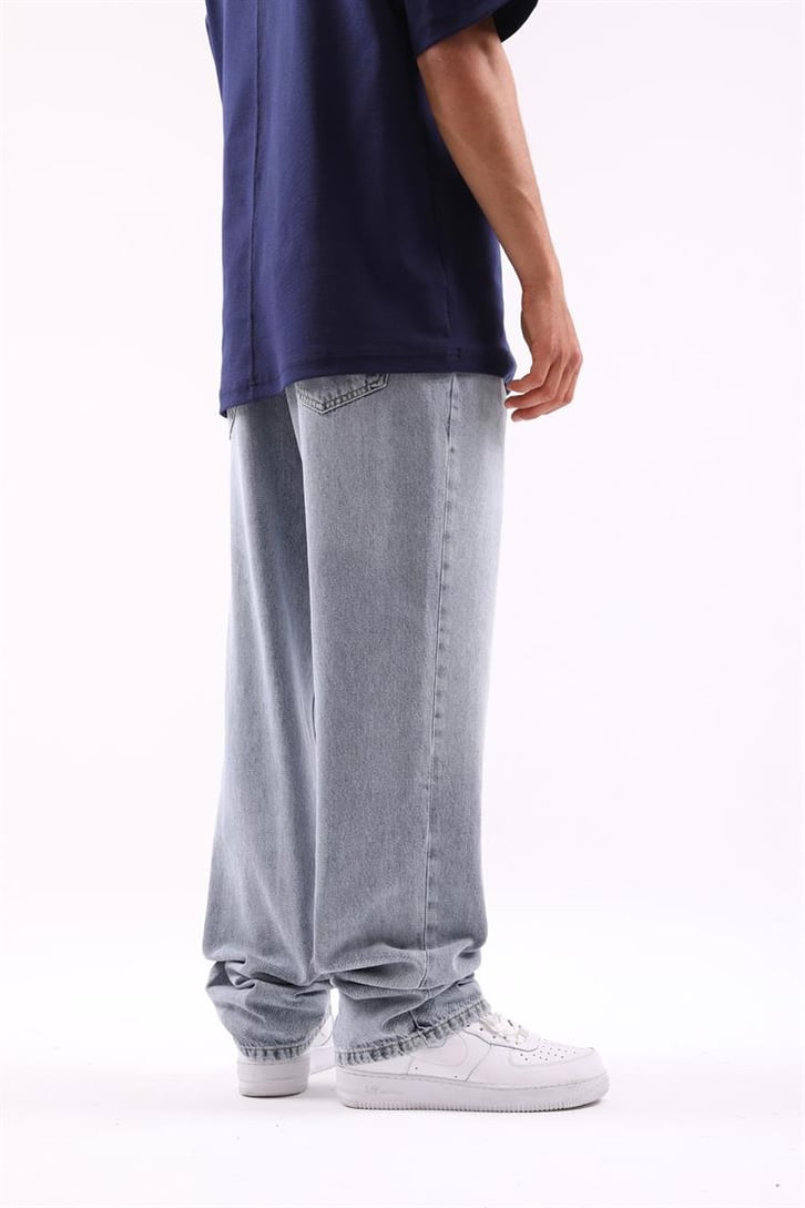 Ripped Detail Buz Mavi Baggy Jean
