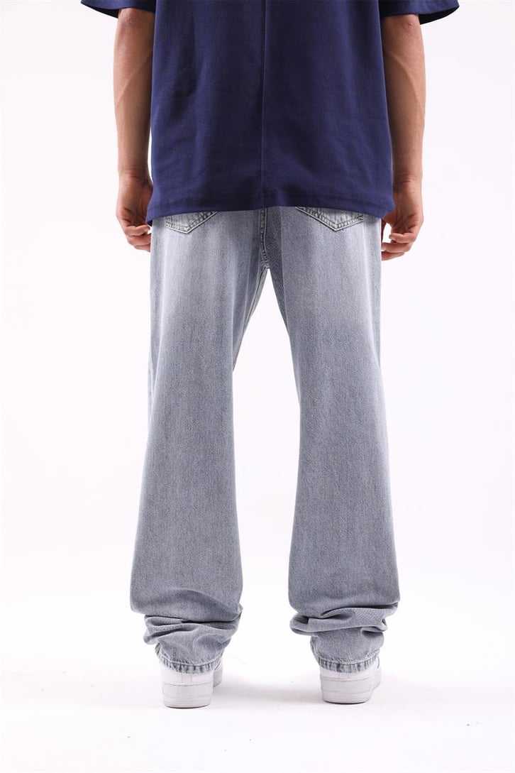 Ripped Detail Buz Mavi Baggy Jean