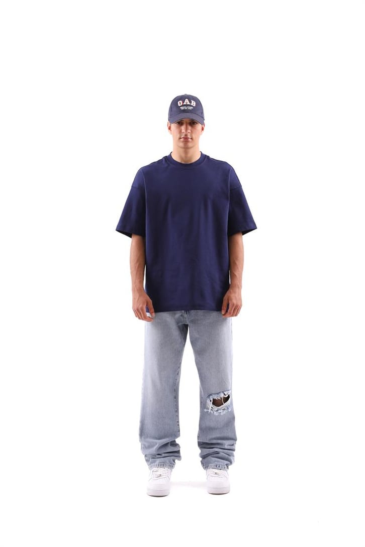 Ripped Detail Buz Mavi Baggy Jean