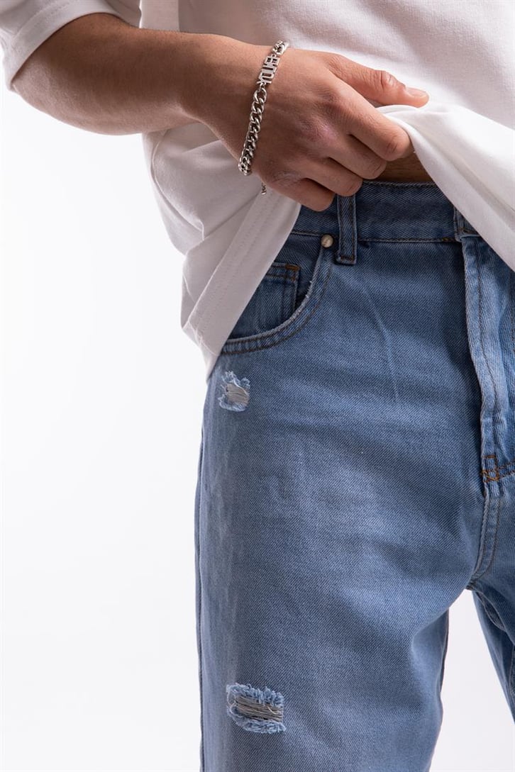 Ripped Detail Buz Mavi Regular Fit Jean