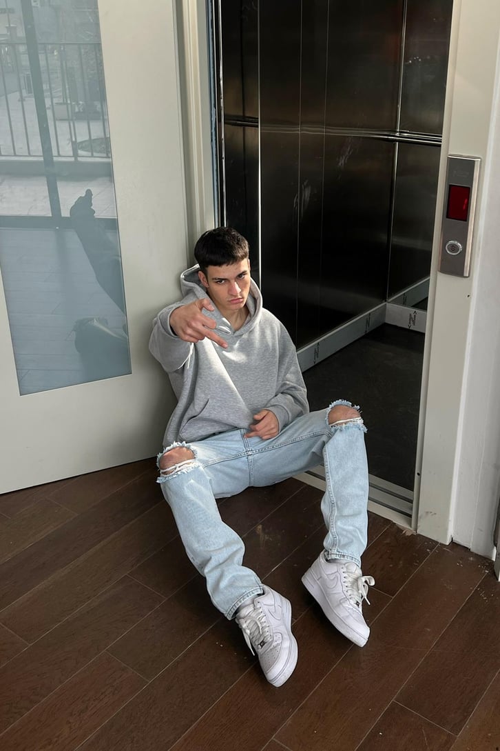 Ripped Detail Buz Mavi Regular Fit Jean