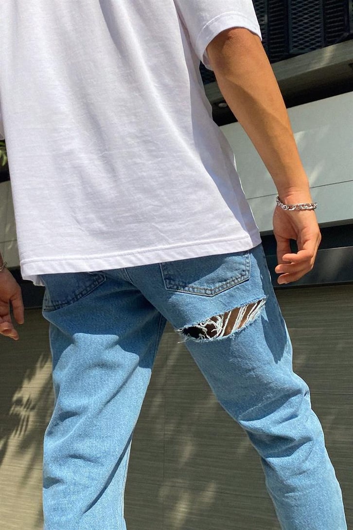 Ripped Detail Buz Mavi Regular Fit Jean