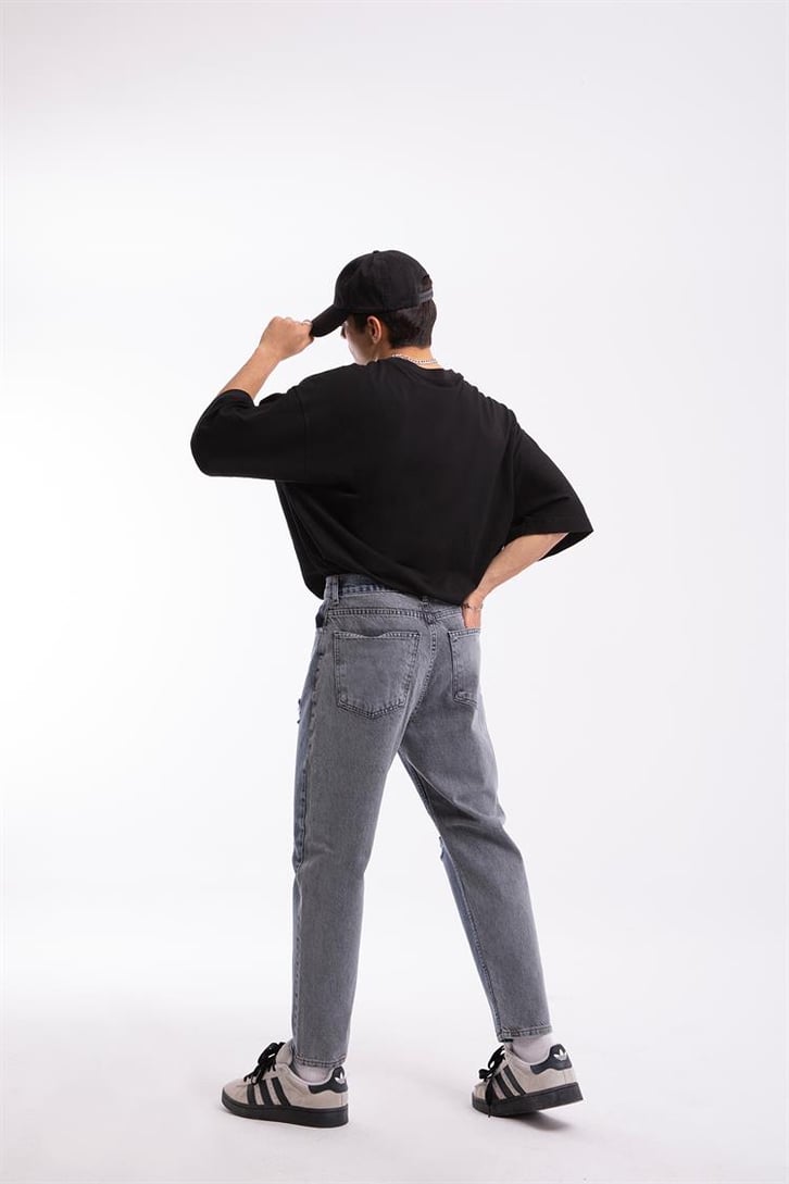 Ripped Detail Çift Renkli Regular Fit Jean