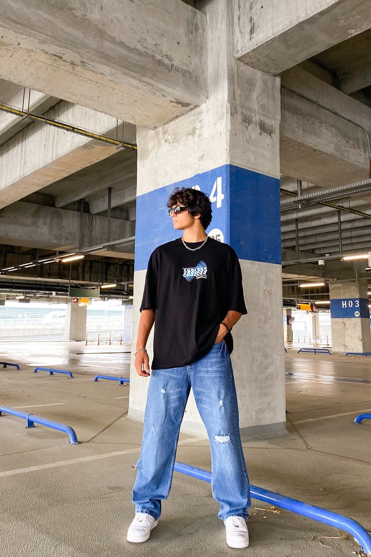Ripped Detail Kot Mavisi Baggy Jean