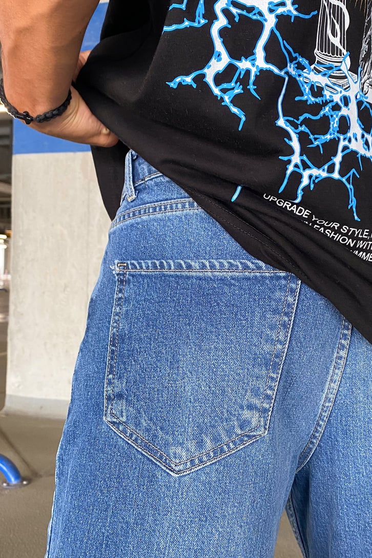 Ripped Detail Kot Mavisi Baggy Jean