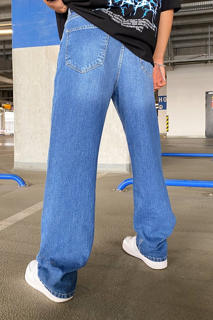 Ripped Detail Kot Mavisi Baggy Jean